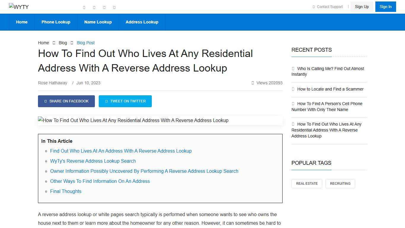 How To Find Out Who Lives At Any Residential Address With A Reverse Address Lookup | Wyty